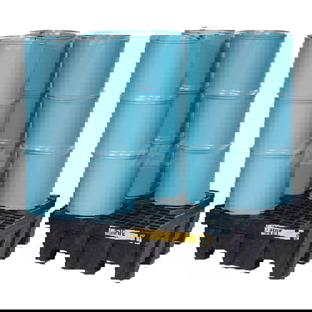 Spill Control Pallet: 4 Drum, 73 gal, 5,000 lb, Polyethylene